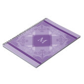 Draait het Paarse monogram van het Patroon Spiral Notitieboek (Linkerzijde)