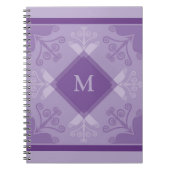 Draait het Paarse monogram van het Patroon Spiral  Notitieboek (Voorkant)