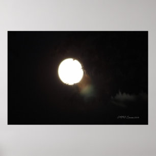 Draait op een nachtelijke motorrijder poster