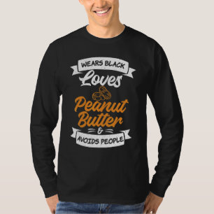 Draait zwart houdt van pindakaas en voorkomt mense t-shirt