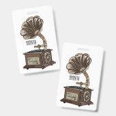 Draaitafel cartoon illustratie  badge (Voor- en achterkant)