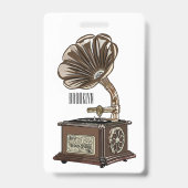 Draaitafel cartoon illustratie  badge (Achterkant)