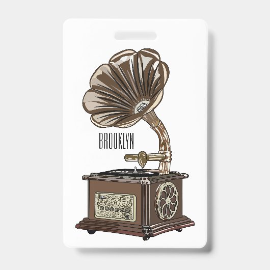 Draaitafel cartoon illustratie  badge (Voorzijde)