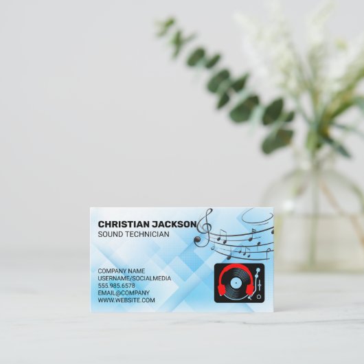 Draaitafel voor Koptelefoon | Vinyl Visitekaartje (Staand voorkant)