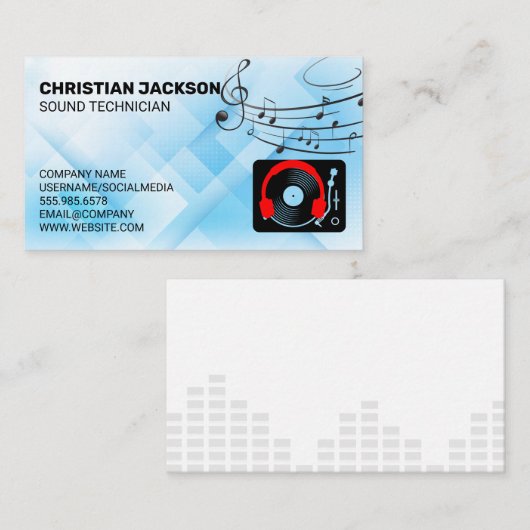 Draaitafel voor Koptelefoon | Vinyl Visitekaartje (Voorkant / Achterkant)