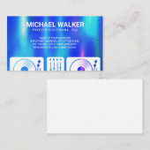 Draaitafels | DJ | Muziek | Blauw Metallic Abstrac Visitekaartje (Voorkant / Achterkant)