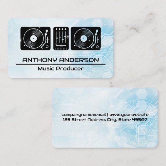 Draaitafels | Tech Achtergrond Visitekaartje (Voorkant / Achterkant)