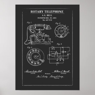 Draaitelefoon Octrooi Blauwdruk Poster