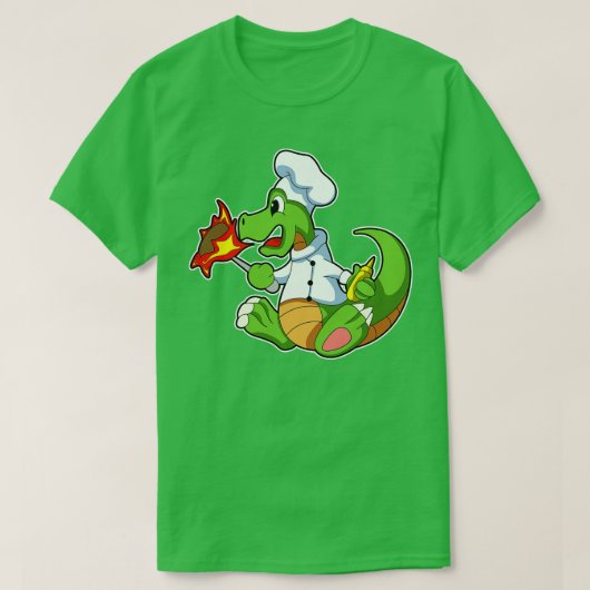 Draak als Chef met schort koken T-shirt (Design voorkant)