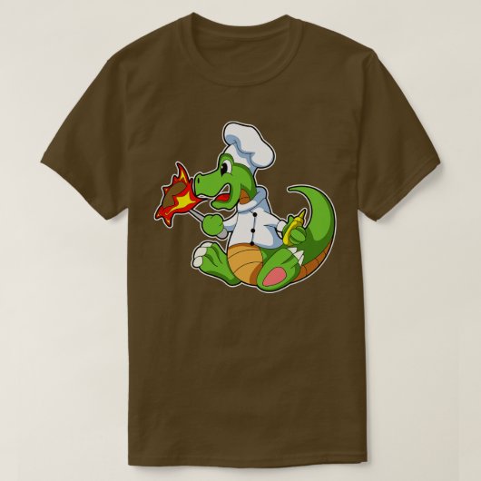 Draak als Chef met schort koken T-shirt (Design voorkant)