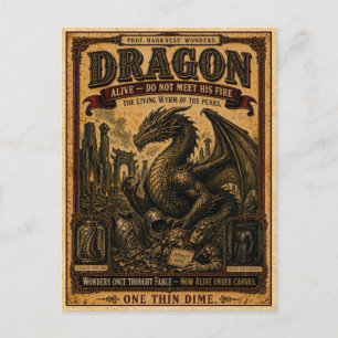 Draak, antiek circusmonster briefkaart