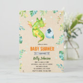 Draak babyshower thema uitnodiging (Staand voorkant)