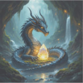 Draak bewaakt diamant in donkere grot sticker (Voorkant)