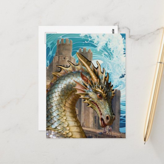 Draak bij het Kasteel Briefkaart (Voorkant / Achterkant in situ)