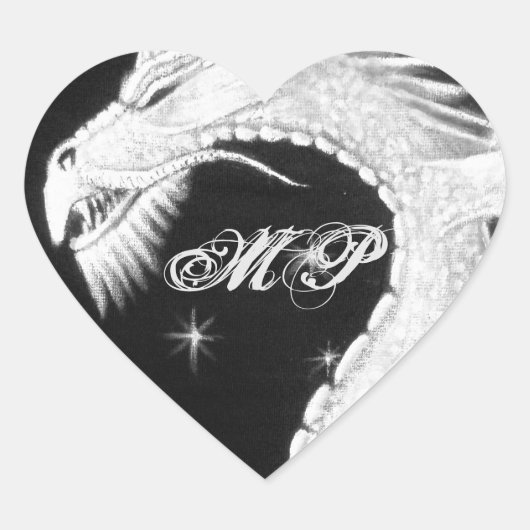 Draak bij Nachtschilderij Hart Sticker (Voorkant)