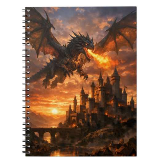 Draak boven kasteel Duskfall Notitieboek (Voorkant)