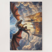 Draak boven kathedraal legpuzzel (Verticaal)
