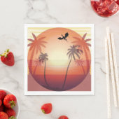 Draak boven tropisch eiland bij zonsondergang servet (Insitu)