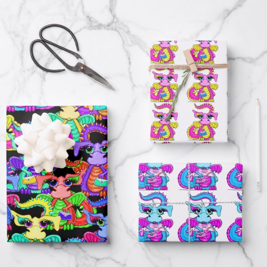 Draak Cadeaupakket Set Inpakpapier Vel (Voorkant)
