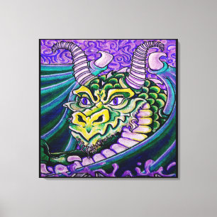 draak dicht (vierkant) canvas afdruk