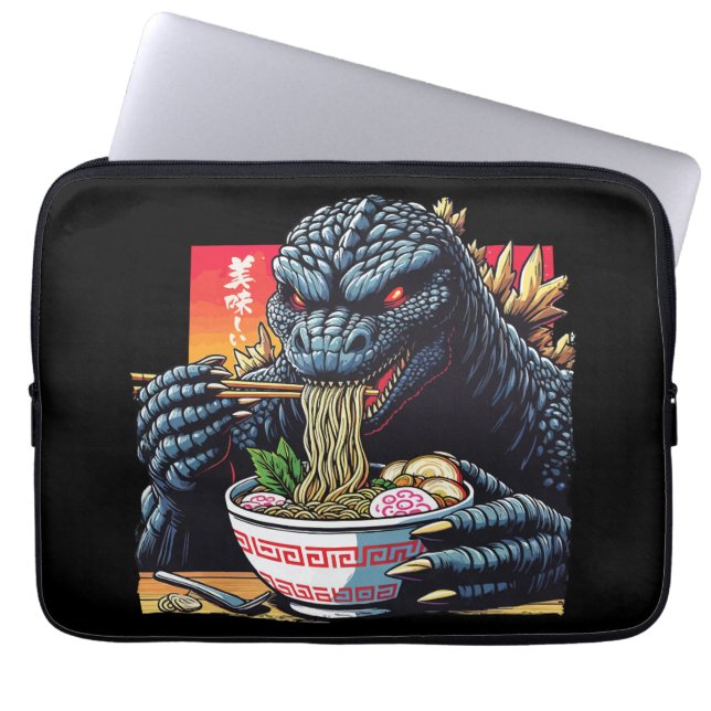 Draak die ramen eet  laptop sleeve (Voorkant)