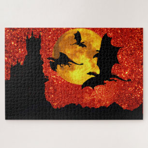 Draak die, zonsopgang/zonsondergang/het kasteel legpuzzel
