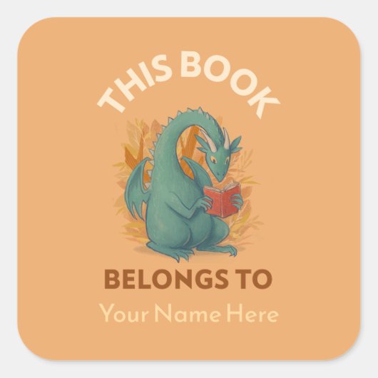 Draak Dit behoort tot de boekborden Vierkante Sticker (Voorkant)