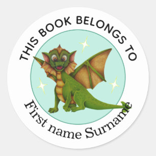 Draak Dit boek is van Gepersonaliseerd  Ronde Sticker