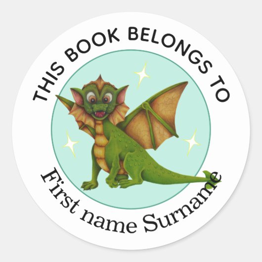 Draak Dit boek is van Gepersonaliseerd Ronde Sticker (Voorkant)