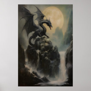 Draak DND Wandkunst, Fantasie Olie Schilderij, Don Poster