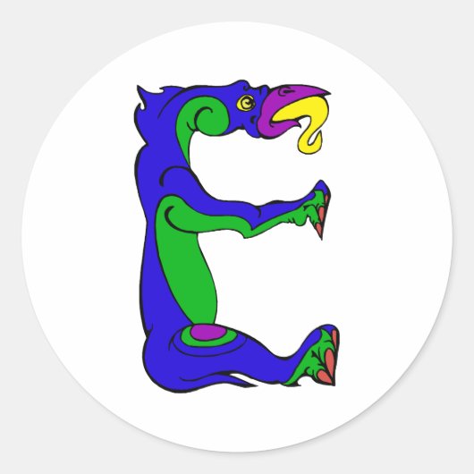 draak E Ronde Sticker (Voorkant)