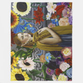 Draak Elf Meisje Betoverde Bloementuin Fantasie Fleece Deken (Voorkant)