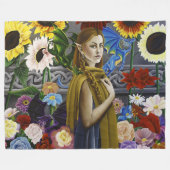 Draak Elf Meisje Betoverde Bloementuin Fantasie Fleece Deken (Voorkant (Horizontaal))