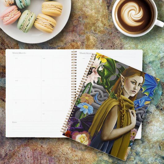 Draak Elf Meisje Betoverde Bloementuin Fantasie Planner