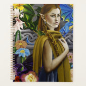 Draak Elf Meisje Betoverde Bloementuin Fantasie Planner (Voorkant)
