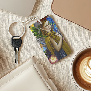Draak Elf Meisje Betoverde Bloementuin Fantasie Sleutelhanger