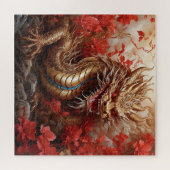 Draak en bloemen legpuzzel (Horizontaal)
