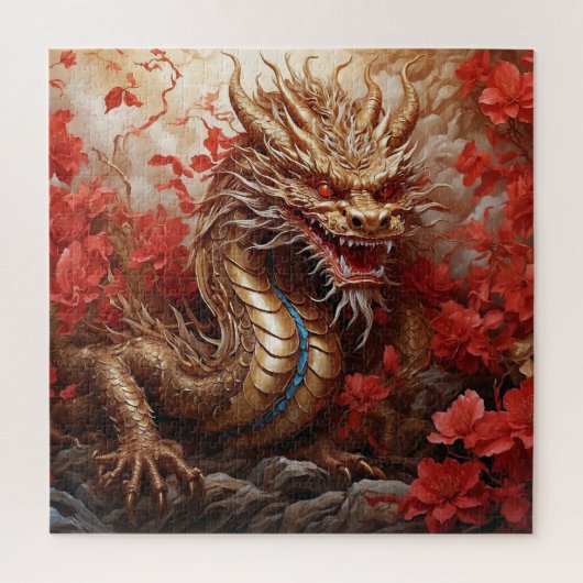 Draak en bloemen legpuzzel (Verticaal)
