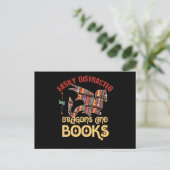 Draak en boeken briefkaart (Staand voorkant)