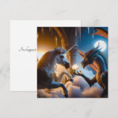 Draak en Eenhoorn In Liefde Fantasie Feestdagenkaart (Voorkant / Achterkant)