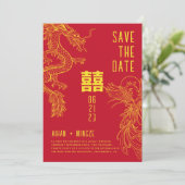 Draak en Fenghuang Save the Date Kaart (Staand voorkant)