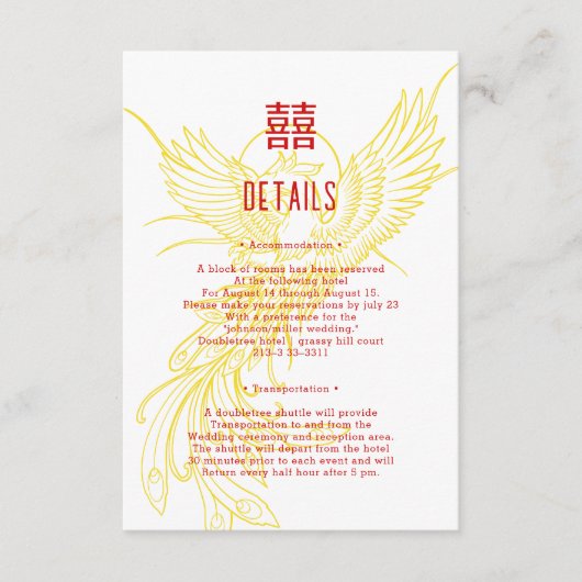 Draak en Feniks | Feniks Achtergrond Gast Info Informatiekaartje (Voorkant)