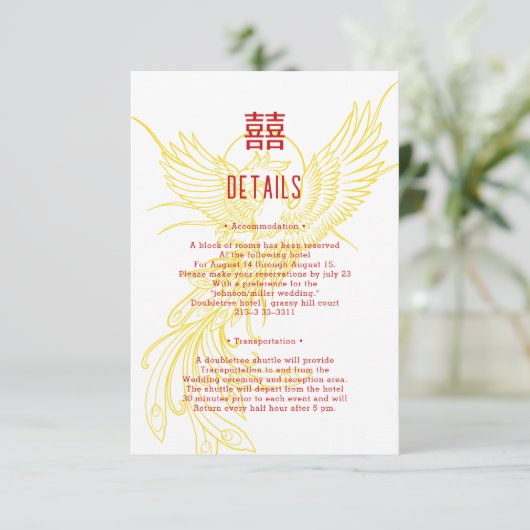 Draak en Feniks | Feniks Achtergrond Gast Info Informatiekaartje (Staand voorkant)