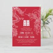 Draak en Fenix Dubbel Geluk Huwelijk Kaart (Staand voorkant)