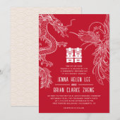 Draak en Fenix Dubbel Geluk Huwelijk Kaart (Voorkant / Achterkant)