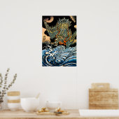 Draak en golven I Poster (Keuken)