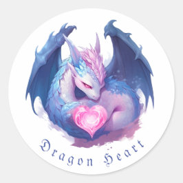 Draak en hart ronde sticker