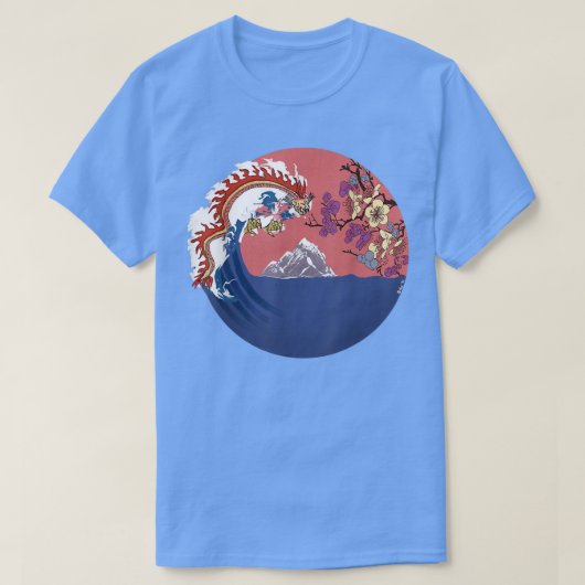 Draak en Japans landschap T-shirt (Design voorkant)