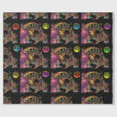 DRAAK EN KLEURRIJKE EDELSTENEN CADEAUPAPIER (Vlak)