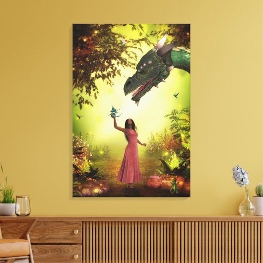 Draak en meisje canvas afdruk (Insitu (Woonkamer))